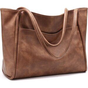 Premium Vegan Leather Tote Bag - Chic Carry-All for Women, 15.35" x 6.3"